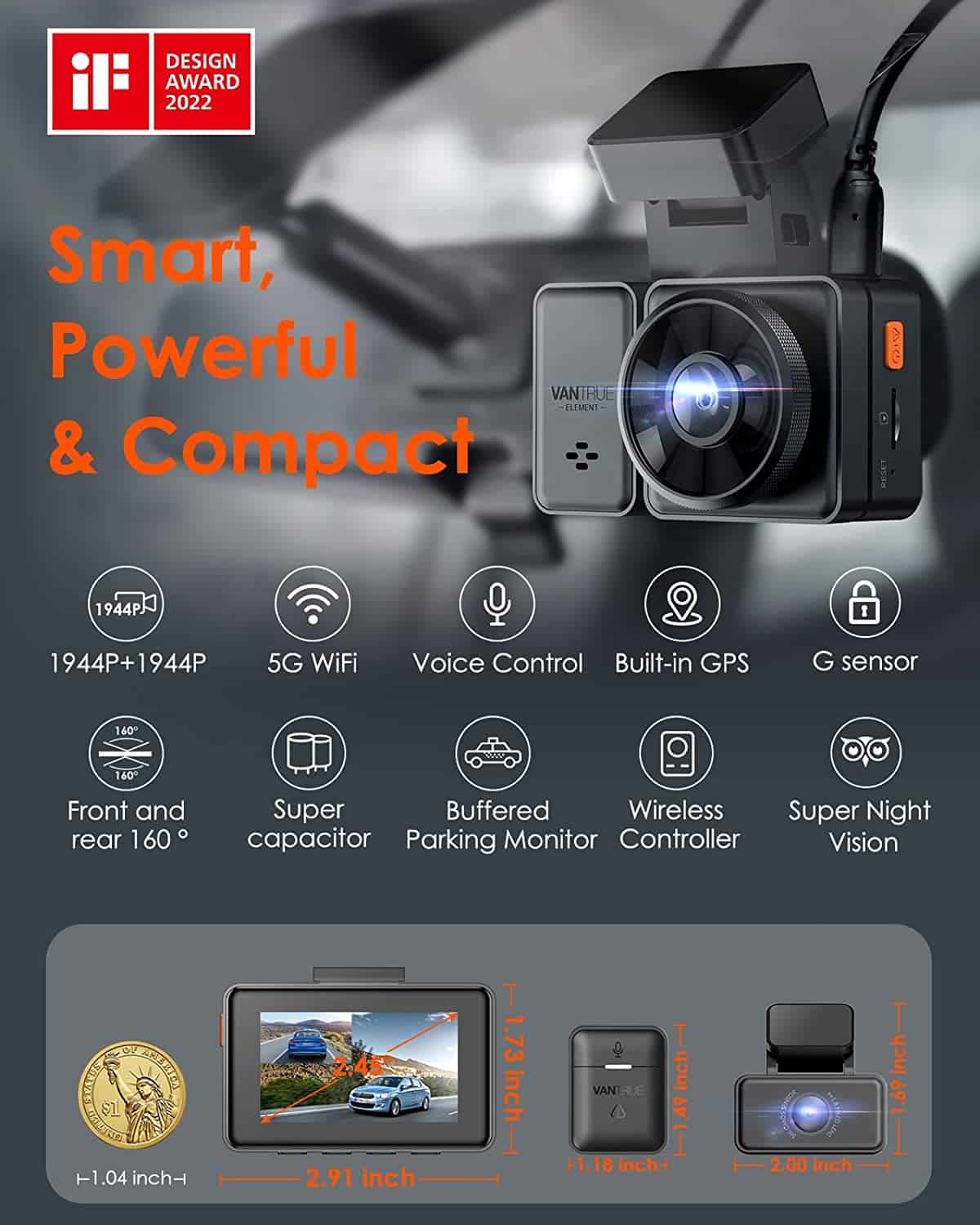 Vantrue E2 Dual Dash Cam