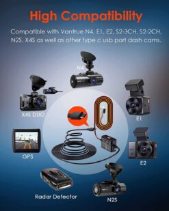 Vantrue 3-Lead ACC Type-C Hardwire Kit for N4, E1, E2, E3, S2, N2S, X4S Dash Cam