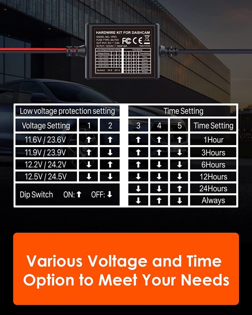 Vantrue 3-Lead ACC Type-C Hardwire Kit for N4, E1, E2, E3, S2, N2S, X4S Dash Cam