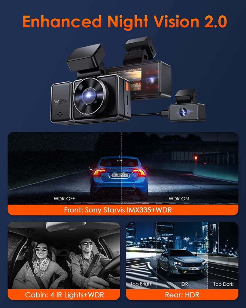 Vantrue E3 3 Channel Dash Cam