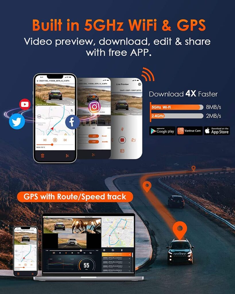 Vantrue E3 3 Channel Dash Cam