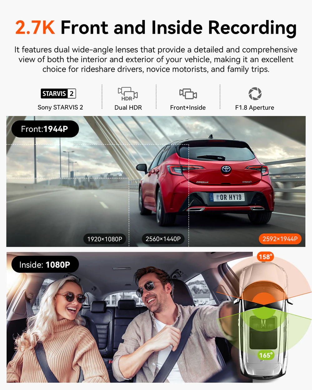 Vantrue N2X 2.7K Front & Interior Dash Cam + LTE Module + Hardwire Kit Bundle - Image 2