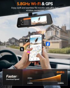 Wolfbox G900 PRO 12 Inch Dual Channel Rear View Mirror 4K Dash Cam w/ 128GB MicroSD Card - Image 4