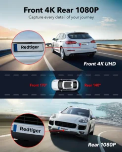Redtiger F7NT Touch Screen 4K Dual Dash Cam w/ 128GB MicroSD Card - Image 4