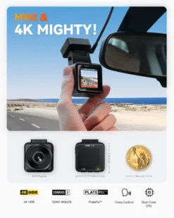 Vantrue E1 Pro 4K Mini Dash Cam, Sony STARVIS 2, PlatePix™, GPS, 5GHz Wi‑Fi, HDR, Voice Control, LTE Ready, 24/7 Parking Mode - Image 2