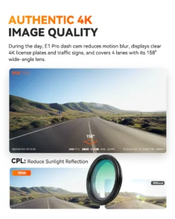 Vantrue E1 Pro 4K Mini Dash Cam, Sony STARVIS 2, PlatePix™, GPS, 5GHz Wi‑Fi, HDR, Voice Control, LTE Ready, 24/7 Parking Mode - Image 4