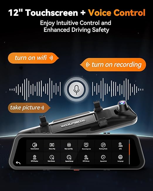 Wolfbox G900 TriPro Bumper Version 3 Channel Rearview Mirror Dash Cam w/ 256GB MicroSD Card - Image 2
