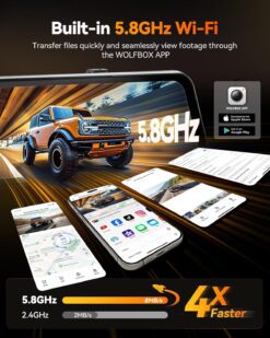 Wolfbox G900 TriPro Cabin Version 3 Channel 4K Rear View Mirror Dash Cam w/ 256GB MicroSD Card - Image 5