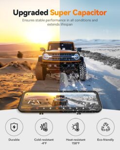 Wolfbox G900 TriPro Cabin Version 3 Channel 4K Rear View Mirror Dash Cam w/ 256GB MicroSD Card - Image 7