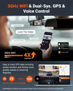 Vantrue N4S 3CH 2.7K Dash Cam with Triple Sony STARVIS 2, PlatePix License Plate Capture, 5GHz Wi‑Fi & Dual GPS Logger - Image 3