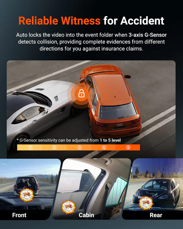 Vantrue N4S 3CH 2.7K Dash Cam with Triple Sony STARVIS 2, PlatePix License Plate Capture, 5GHz Wi‑Fi & Dual GPS Logger - Image 6