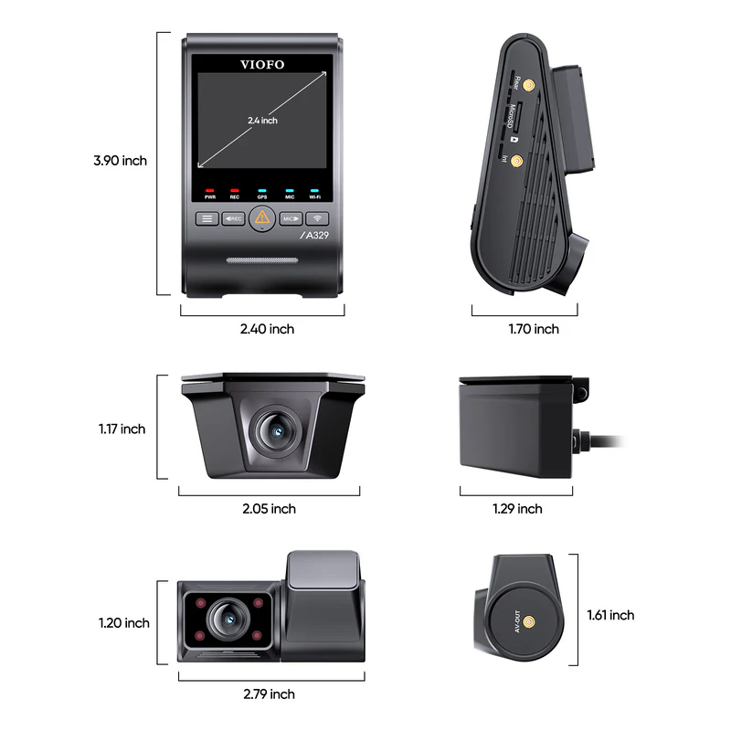 Viofo A329SW 3 Channel Dash Cam – Front 4K 60FPS, 2K Cabin, 2K Rear, Wi‑Fi, Voice Control, Hybrid Parking Surveillance - Image 5