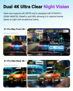 Vantrue S1 Pro Max 4K Front + 4K Rear Dual Dash Cam – Dual 4K Ultra HD, Night Vision, GPS & Parking Mode - Image 2