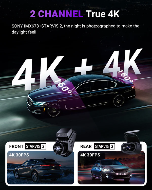 Vantrue S1 Pro Max 4K Front + 4K Rear Dual Dash Cam – Dual 4K Ultra HD, Night Vision, GPS & Parking Mode - Image 3