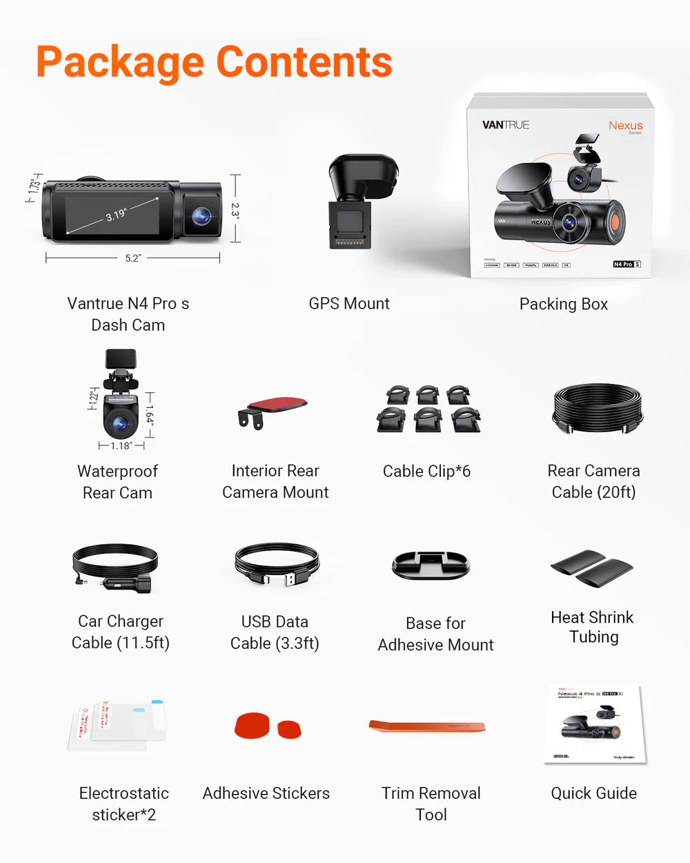 Vantrue N4 Pro S 4K Triple Channel Dash Cam with STARVIS 2, PlatePix License Plate Capture, 5GHz Wi‑Fi & GPS Tracking - Image 10