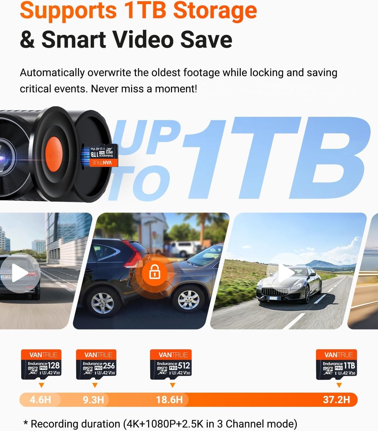 Vantrue N4 Pro S 4K Triple Channel Dash Cam with STARVIS 2, PlatePix License Plate Capture, 5GHz Wi‑Fi & GPS Tracking - Image 6