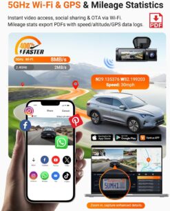 Vantrue N4 Pro S 4K Triple Channel Dash Cam with STARVIS 2, PlatePix License Plate Capture, 5GHz Wi‑Fi & GPS Tracking - Image 7