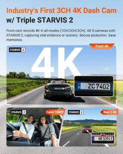 Vantrue N4 Pro S 4K Triple Channel Dash Cam with STARVIS 2, PlatePix License Plate Capture, 5GHz Wi‑Fi & GPS Tracking - Image 9