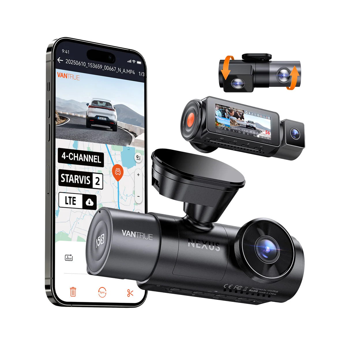 Vantrue N5S 2K 4 Channel Dash Cam, 360° Coverage, Quad Sony STARVIS 2, LTE Ready, 24/7 Parking Mode, 5GHz Wi‑Fi, GPS - Image 2