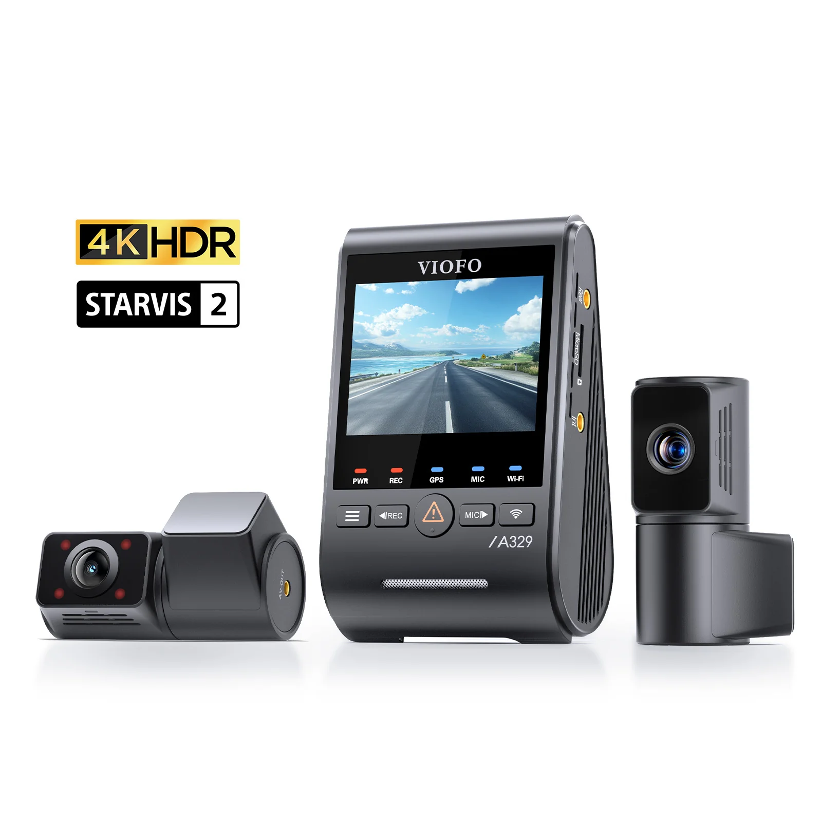 VIOFO A329TC 3 Channel Dash Cam – 4K Front, 2K Telephoto Zoom, 2K Cabin, STARVIS 2, GPS, Parking Mode - Image 2