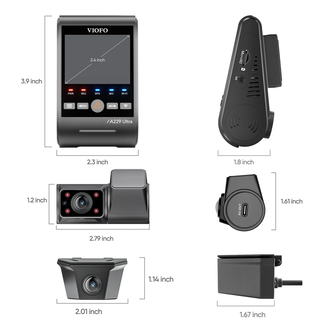 VIOFO A229 Ultra W 3CH Dash Cam 4K Front + 4K Waterproof Rear + 1080P 210° Cabin Camera, Sony STARVIS 2, HDR, GPS, Parking Mode - Image 5