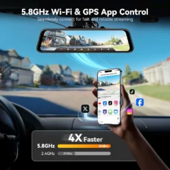 WOLFBOX G850 Pro 4K Wifi ADAS Front and Rear Mirror Dash Cam w/ 64GB MicroSD Card - Image 5