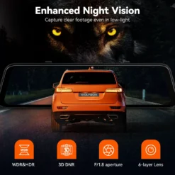 WOLFBOX G850 Pro 4K Wifi ADAS Front and Rear Mirror Dash Cam w/ 64GB MicroSD Card - Image 8