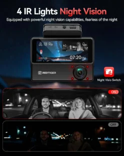 Redtiger VP20 530° 3-Channel IR Night View Dash Cam w/ 128GB MicroSD Card - Image 6