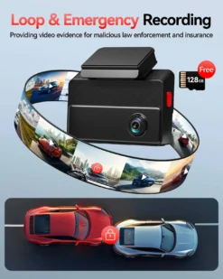 Redtiger VP20 530° 3-Channel IR Night View Dash Cam w/ 128GB MicroSD Card - Image 5