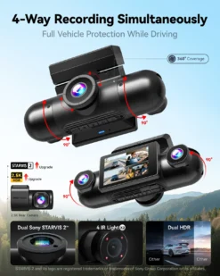 Redtiger VP40 4 Channel 2.5K Dash Cam Dual Sony STARVIS 2 HDR 5.8 Ghz WiFi Parking Monitor Dash Cam w/ 128GB MicroSD Card - Image 2