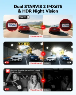 Redtiger VP40 4 Channel 2.5K Dash Cam Dual Sony STARVIS 2 HDR 5.8 Ghz WiFi Parking Monitor Dash Cam w/ 128GB MicroSD Card - Image 4