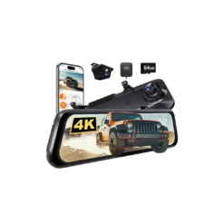 WOLFBOX G850 Pro 4K Wifi ADAS Front and Rear Mirror Dash Cam w/ 64GB MicroSD Card